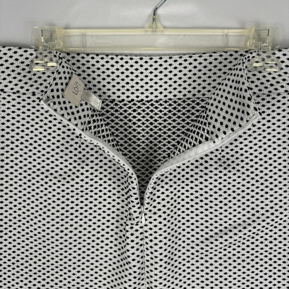 LOFT Womens Black & White Polka Dot Scalloped Hem Skirt Career Size 6 - Picture 7 of 13